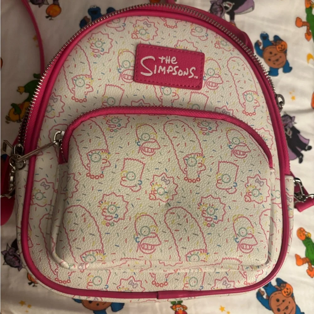 Universal Studios The Simpsons Donut Backpack – Pink Sprinkles NWOT - Picture 2 of 8